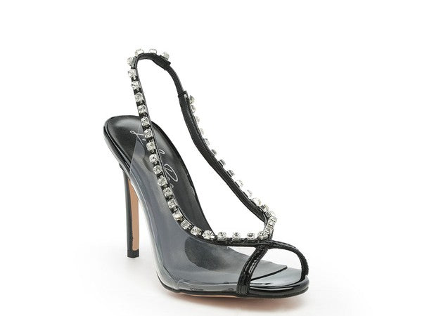 tiara styled jeweled stiletto put it clear. Absolute stunner and party wear, this peep toe shoe