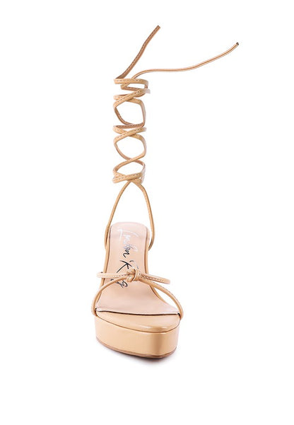 The lace-up casual sandal laces up to mid-calf and has light cushioning. Made with great craftsmanship, this one spells oomph at every step. 4.7 Inch Heel