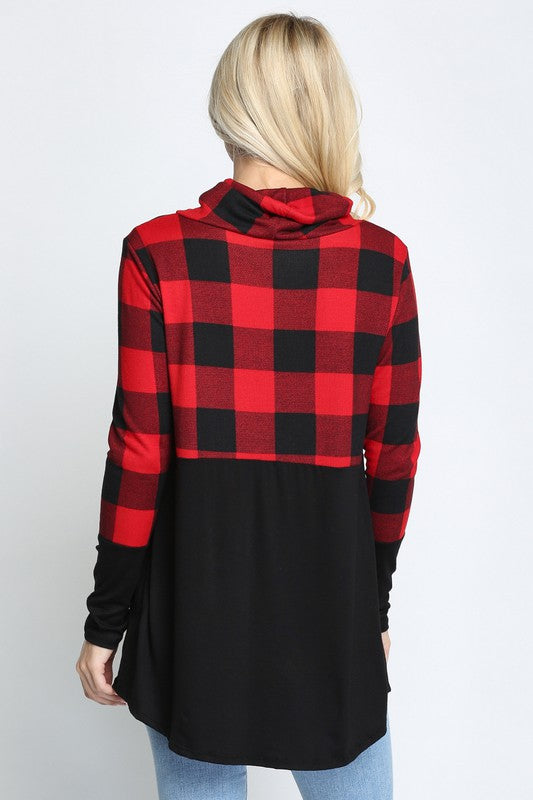 Plus Contrast Long Sleeve Turtle Neck Top.