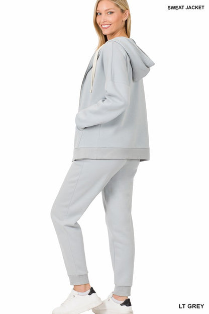 Zipper Hoodie Sweat Jacket & Sweat Pants Set