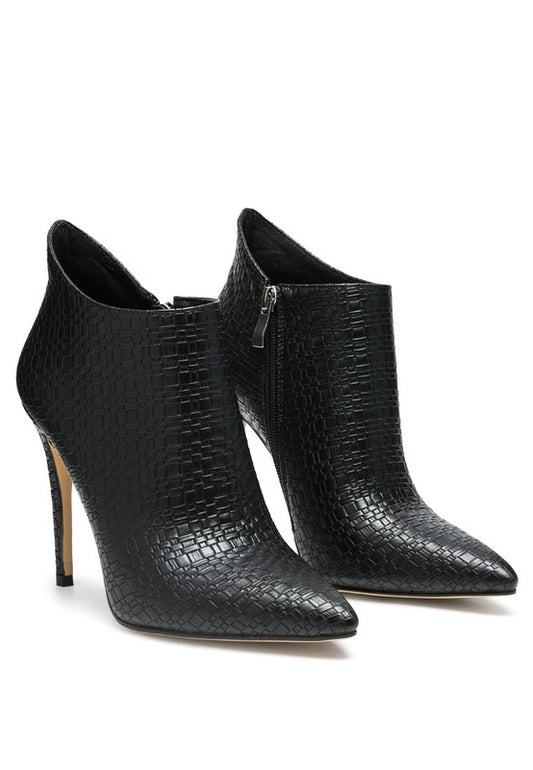 LOLITA WOVEN TEXTURE STILETTO BOOT.