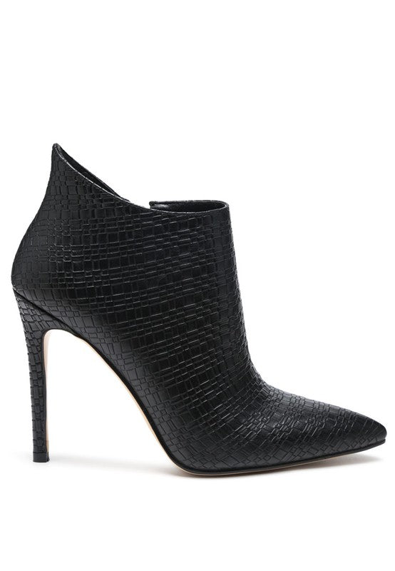 LOLITA WOVEN TEXTURE STILETTO BOOT.