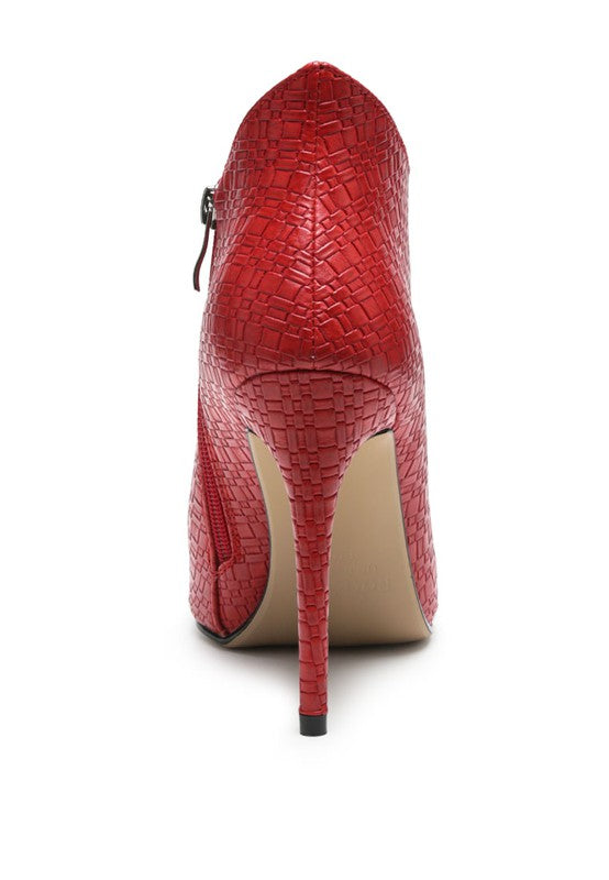 LOLITA WOVEN TEXTURE STILETTO BOOT.
