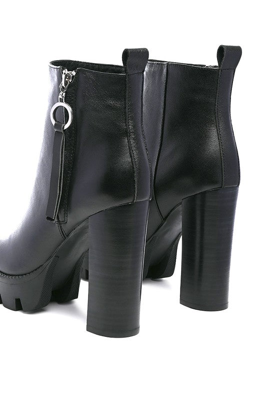 MISTRESS HIGH BLOCK HEELED CHUNKY LEATHER BOOT.