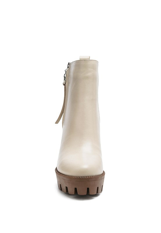 MISTRESS HIGH BLOCK HEELED CHUNKY LEATHER BOOT.