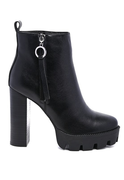 MISTRESS HIGH BLOCK HEELED CHUNKY LEATHER BOOT.