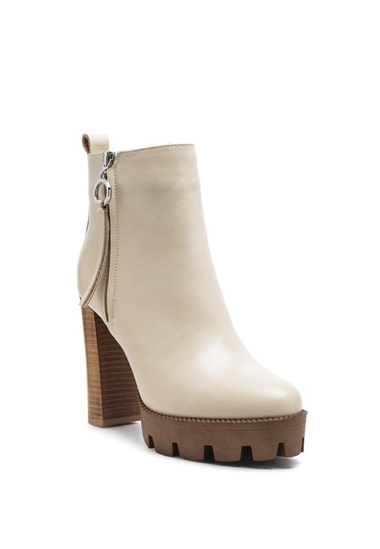 MISTRESS HIGH BLOCK HEELED CHUNKY LEATHER BOOT.