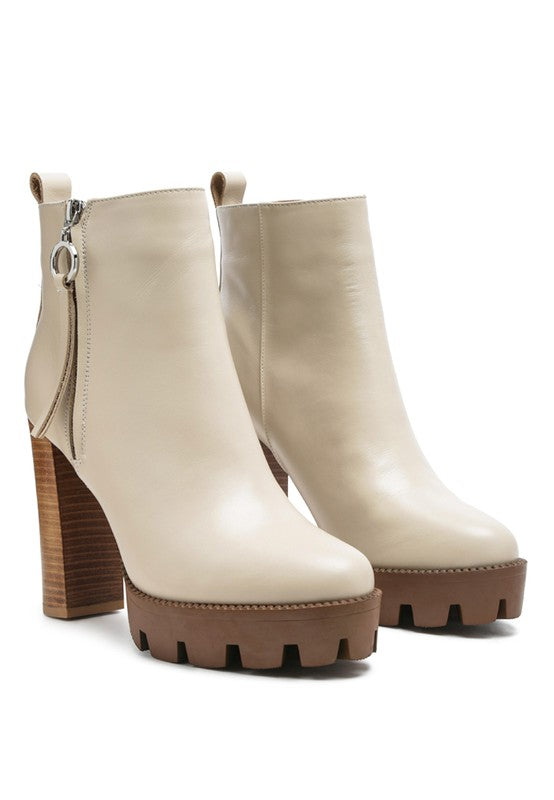 MISTRESS HIGH BLOCK HEELED CHUNKY LEATHER BOOT.