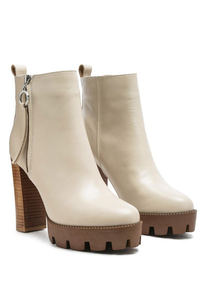 MISTRESS HIGH BLOCK HEELED CHUNKY LEATHER BOOT.