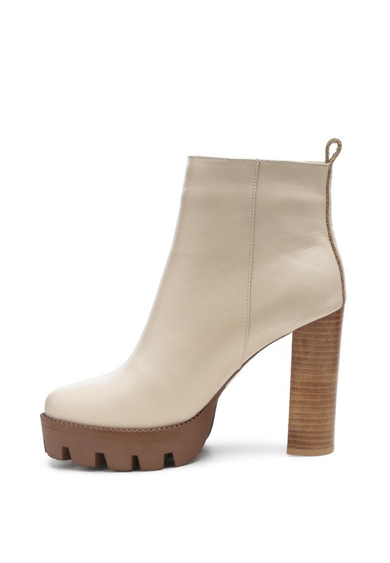MISTRESS HIGH BLOCK HEELED CHUNKY LEATHER BOOT.