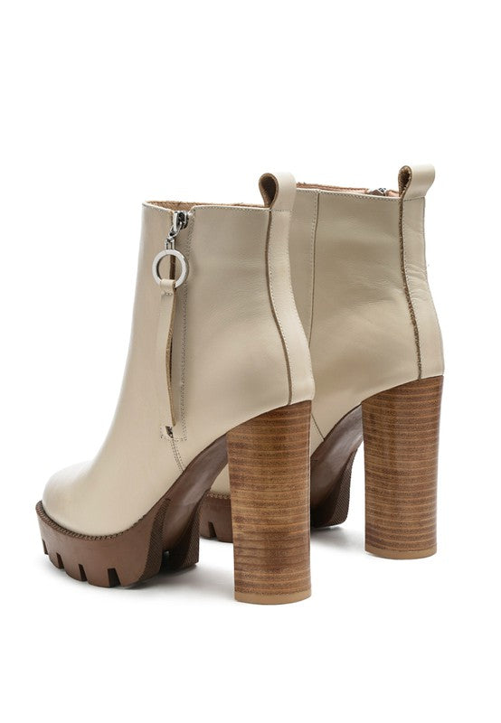 MISTRESS HIGH BLOCK HEELED CHUNKY LEATHER BOOT.