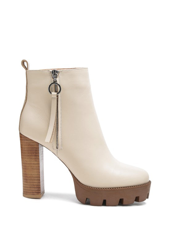 MISTRESS HIGH BLOCK HEELED CHUNKY LEATHER BOOT.