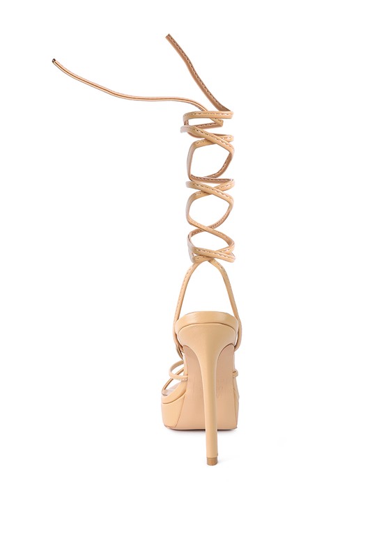 The lace-up casual sandal laces up to mid-calf and has light cushioning. Made with great craftsmanship, this one spells oomph at every step. 4.7 Inch Heel