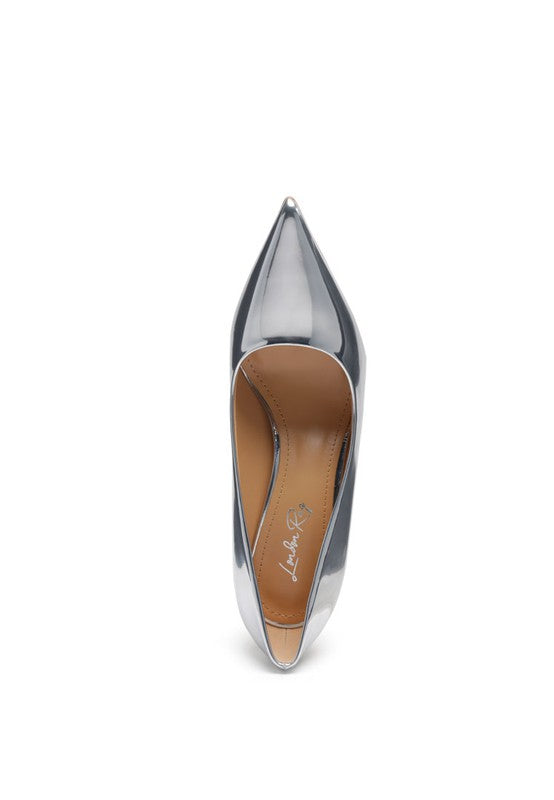 POUDRE METALLIC POINTED STILETTOS.