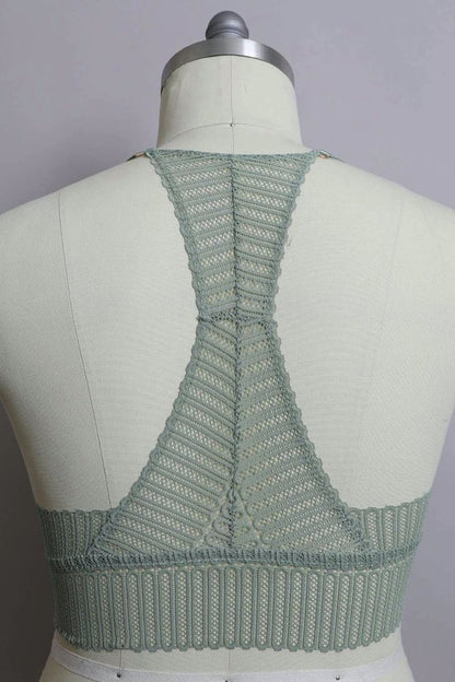 Plus Size Ribbed Lace Boho Racerback Bralette.
