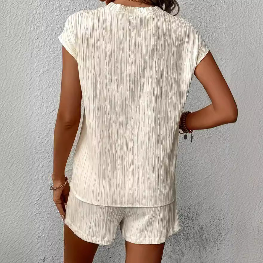 Textured Anti-wrinkle High-end Casual Daily Travel Home Two-piece Set Solid Color Female