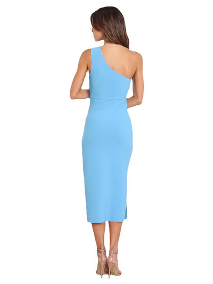 One-shoulder Vest Pleated Dress Women