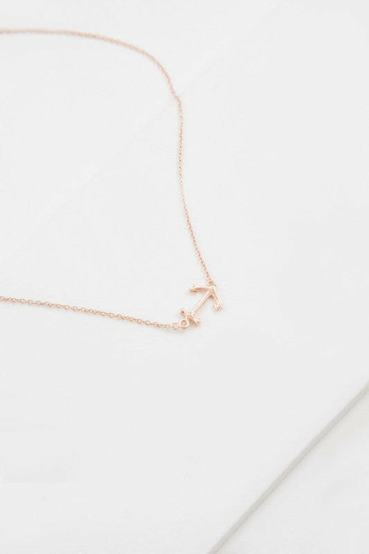 18K rose gold plating Polished anchor Sterling silver  Necklace: 16.5 in. / 41 cm. Extension: 1.25 in. / 3.1 cm. Anchor Width: .5 in. / 1.27 cm. Anchor Height: .4 in. / 1 cm.