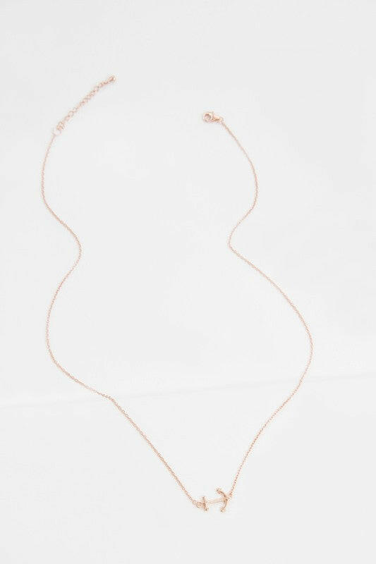 18K rose gold plating Polished anchor Sterling silver  Necklace: 16.5 in. / 41 cm. Extension: 1.25 in. / 3.1 cm. Anchor Width: .5 in. / 1.27 cm. Anchor Height: .4 in. / 1 cm.