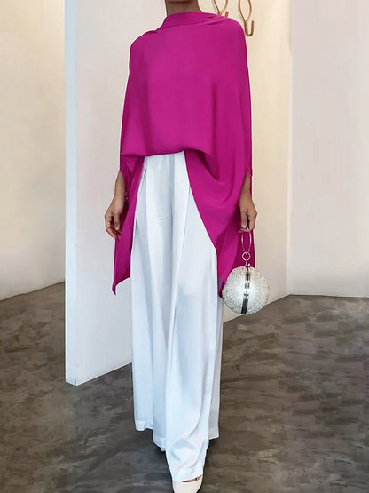 Batwing Sleeve Loose Solid Color T-shirt Top