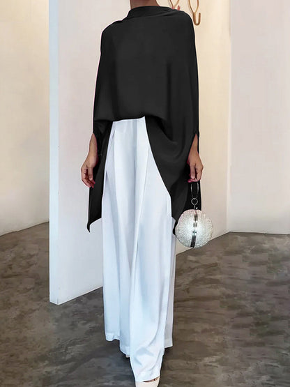 Batwing Sleeve Loose Solid Color T-shirt Top